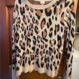 a new day Animal Print Crew Neck Sweater - Black and Brown